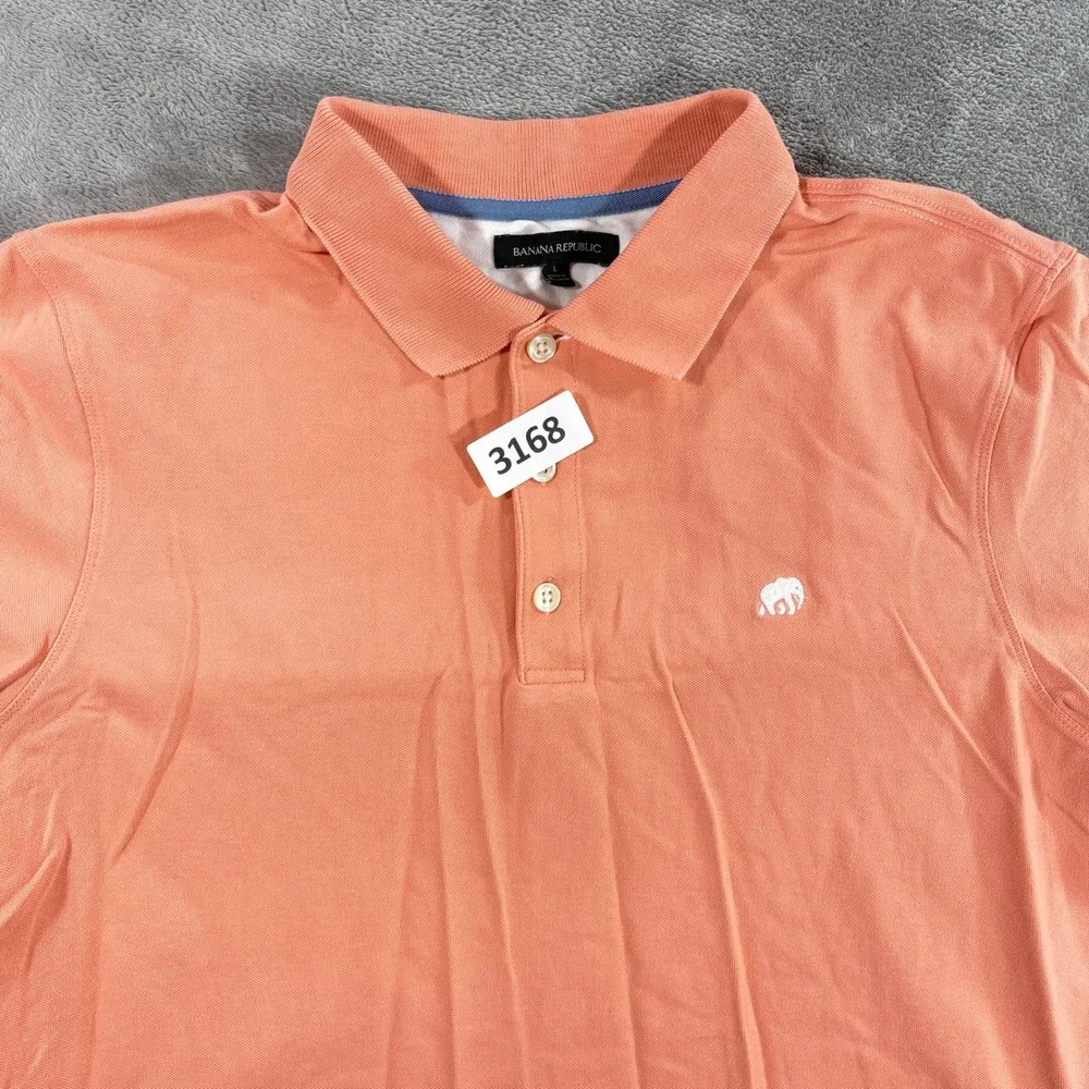 Banana Republic Polo Shirt Men Large Orange Elephant Logo Pique S/249577-11